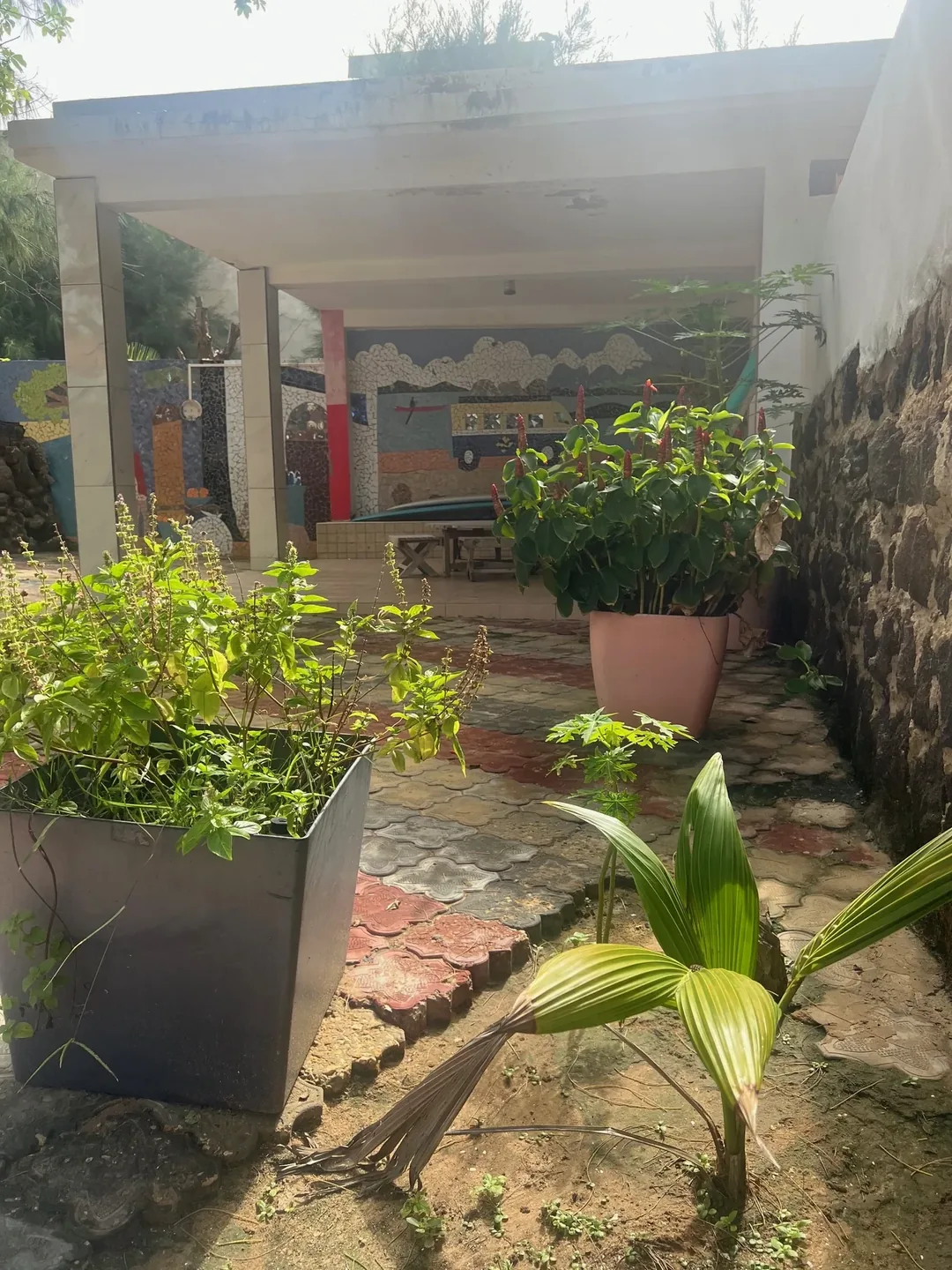 Charming entrance to surf camp house.